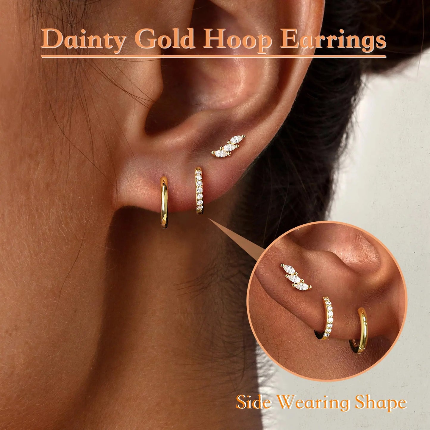 Gold Small Hoop Earrings Set for Women, Gold Plated Dainty Small Huggie Hoop Earrings for Women, Gold Earrings Stack Sets for Multiple Piercing, Cartilage Earrings for Women Jewelry Gifts